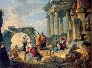 Panini, Giovanni Paolo Ruins with Scene of the Apostle Paul Preaching USA oil painting reproduction